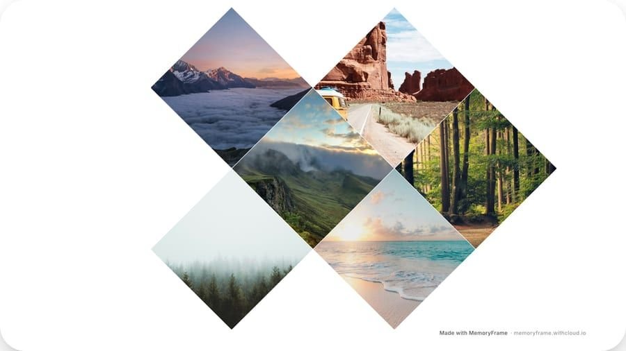 Example 4k tv photo collage made with the Diamond Gallery layout