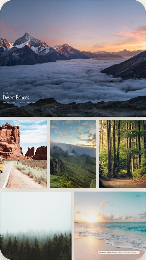 Example travel photo collage made with the Travel Story layout